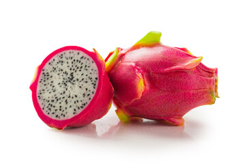 Sweet tasty dragon fruit or pitaya isolated on white.
