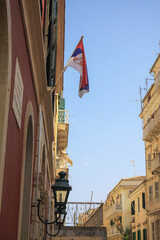 Flag on the Serbian House at Corfu (Serbian Museum of Corfu) Greece