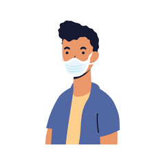 young man wearing medical mask character