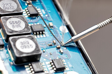 Soldering on electronic circuit board