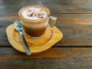Hot mocha coffee with spoon