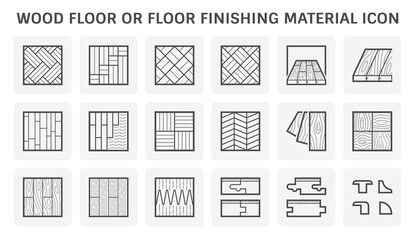 Wood floor or floor finishing and material vector icon set design.