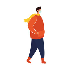 young man wearing medical mask character