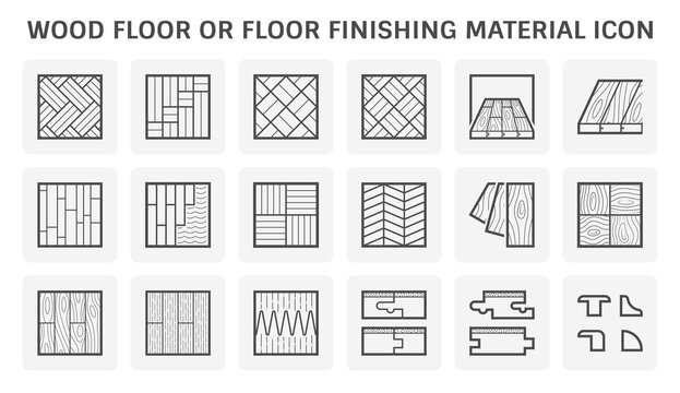 Wood floor or floor finishing and material vector icon set design.