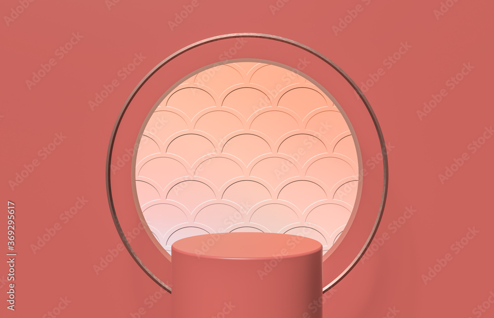 Aufkleber abstract cylinder box with full moon background. chinese mid autumn festival background. 3d render.