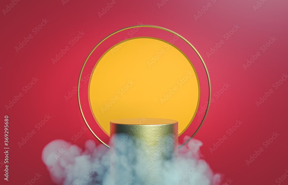 Aufkleber abstract cylinder box with full moon background. chinese mid autumn festival background. 3d render.