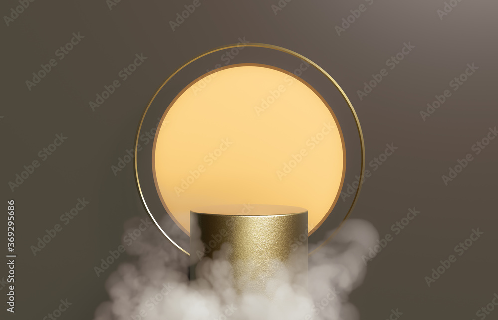 Aufkleber abstract cylinder box with full moon background. chinese mid autumn festival background. 3d render.