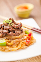 Spicy Beef Kway Teo on Plate