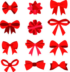 set of red bows