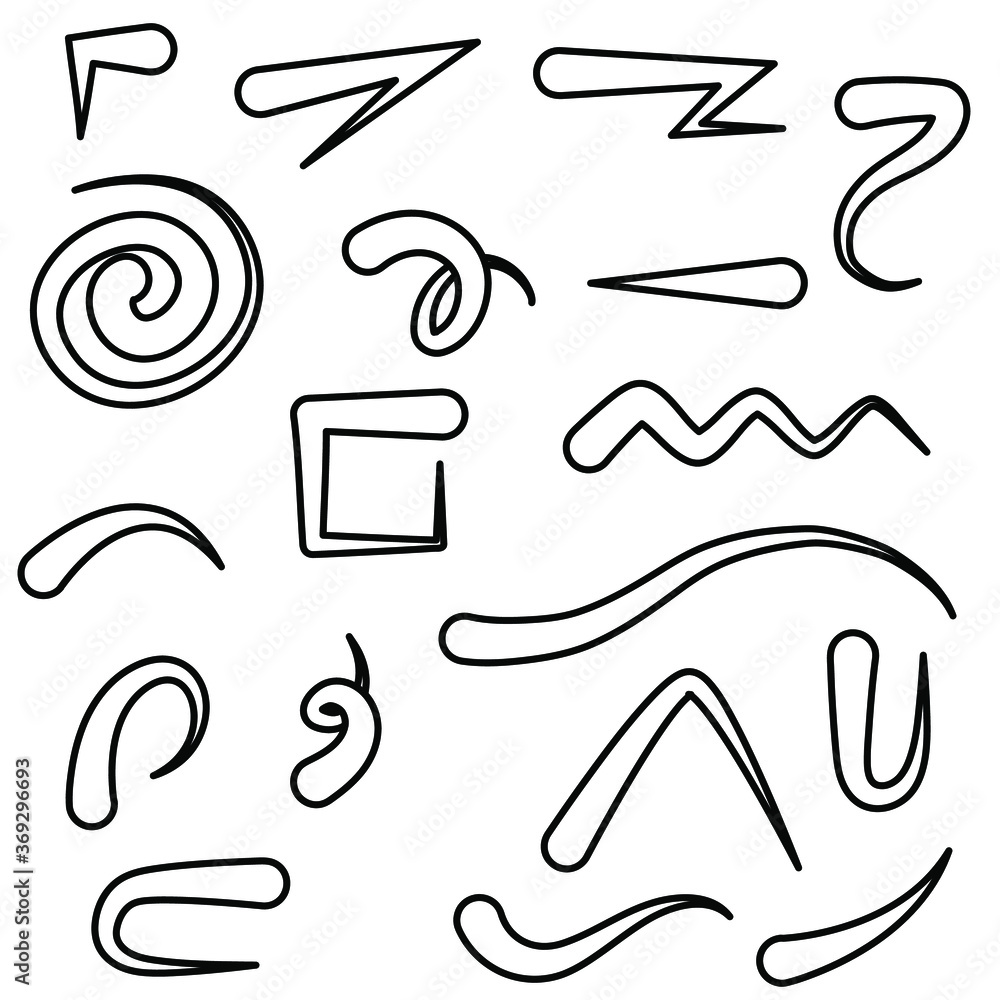 Aufkleber abstract set black collection hand drawn different arrows elements vector design sketch style doodle