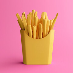 3d illustration of minimal french fries isolated
