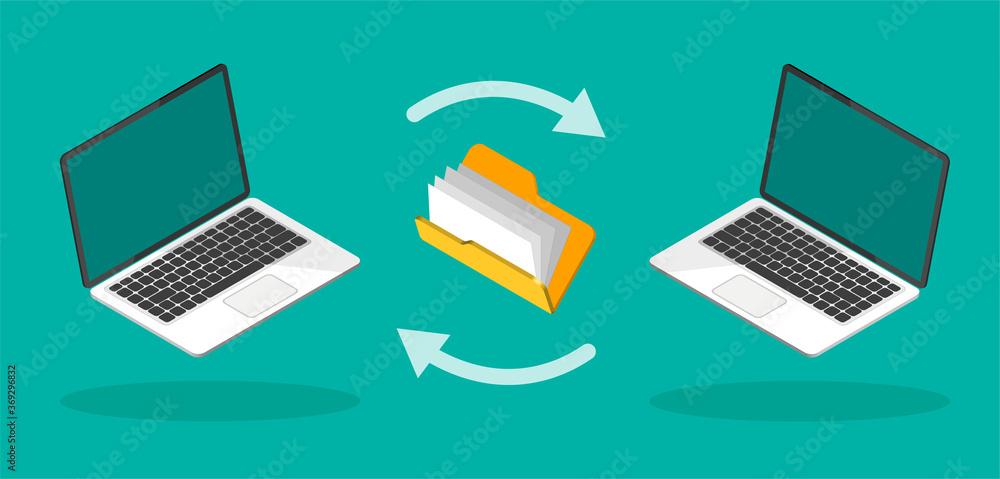 Poster download process. uploading files to internet or computer. file transfer concept. vector illustratio