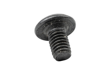 Extreme close-up of Black screw isolated on white background. with Clipping path inside.