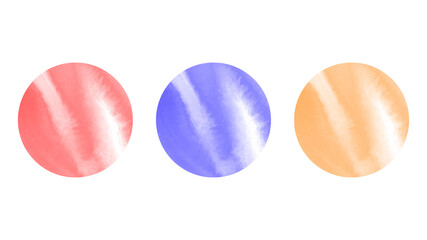 Set of three circular watercolour orbs. Abstract vector illustration.