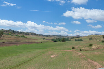 Landscape along the northern A1 close to Hlotse, Leribe District, Kingdom of Lesotho, southern...