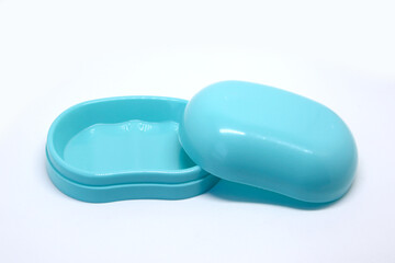 Turquoise plastic soap dish without logo