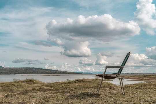 Chair beside the reservoir in Mae Karm Lake reservoir