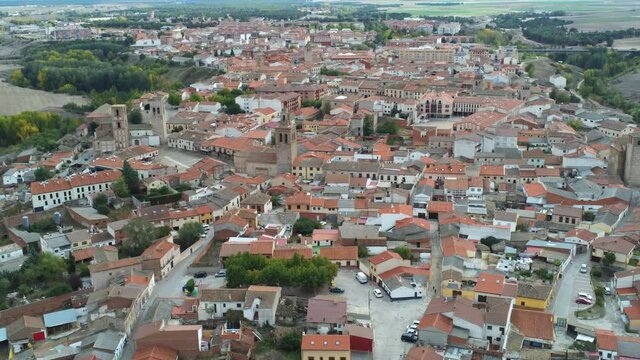 Avila. Historical village of Arevalo, Spain. Aerial Drone  Footage