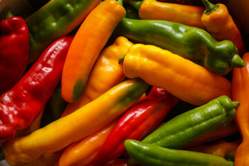 colorful peppers, pepper crop, paprika, vegetables from the garden
