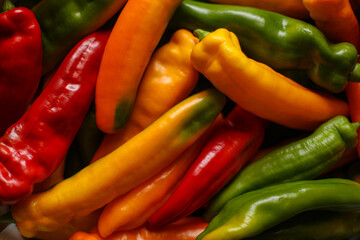colorful peppers, pepper crop, paprika, vegetables from the garden