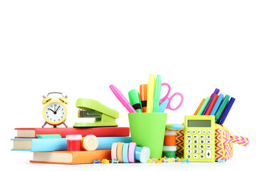 School supplies isolated on white background