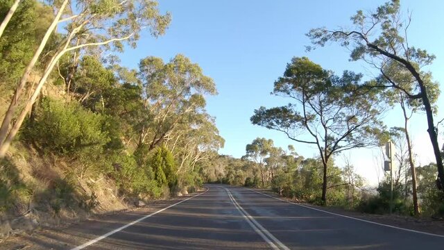 Scenic drive at sunset in Australia