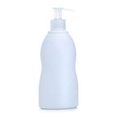 White bottle with dispenser soap on white background isolation