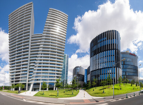 Prague, Czech Republic - July 2020: Modern buildings in Pankrac business district