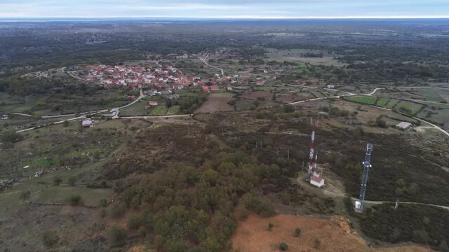 Beautiful landscape  of valley in rural area of Salamanca,Spain. Aerial Drone Footage