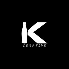 Bottle concept K letter logo design