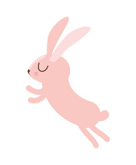 Cute pink rabbit cartoon jumping design, Animal zoo life nature and character theme Vector illustration