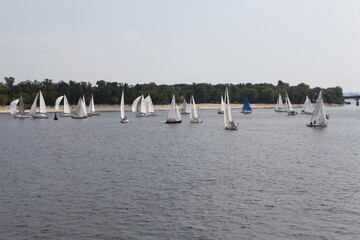 yachts on the river, boats on the river, regatta