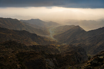 Fototapeta na wymiar Mountain views around the Al-Hada resort city in western Saudi Arabia 