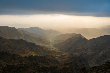 Fototapeta na wymiar Mountain views around the Al-Hada resort city in western Saudi Arabia 