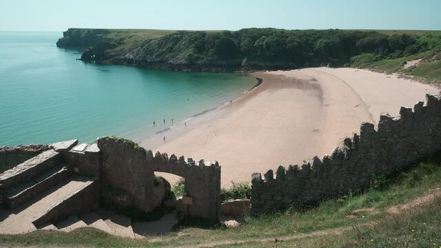 Over looking Barafundle Bay Pembroke Pembrokeshire Wales
