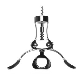 Corkscrew metal isolated on white background
