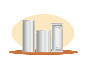 gray sachets packings products isolated icons