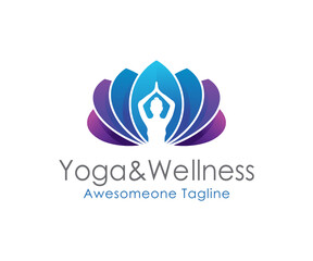 Flower Yoga Logo Design,Vector, Template