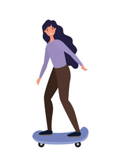Woman cartoon on skateboard design, Outdoor activity theme Vector illustration