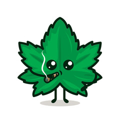 Cute cannabis mascot design illustration