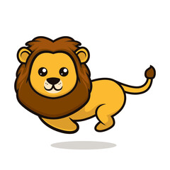Cute baby lion mascot design illustration