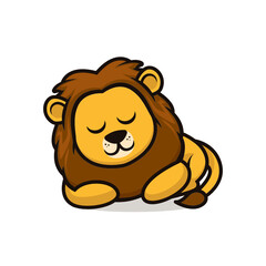 Cute baby lion mascot design illustration