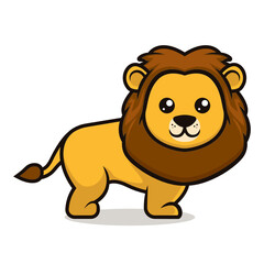 Cute baby lion mascot design illustration