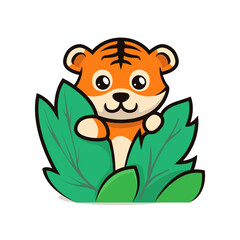 Cute baby tiger mascot design illustration