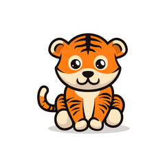 Cute baby tiger mascot design illustration