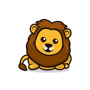Cute baby lion mascot design illustration
