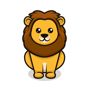 Cute baby lion mascot design illustration