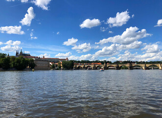 Fototapeta premium Channel lock system on the Vltava river in Prague