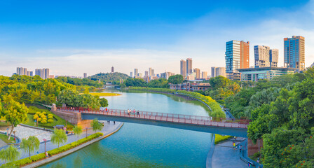 Naklejka premium Qiandeng Lake Park, Foshan City, Guangdong Province, China