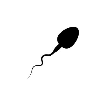 recommend clip art: Spermatozoon flat icon vector illustration isolated on white. Sperm black outline symbol. Man cell icon. Male sexual reproductive system sign.